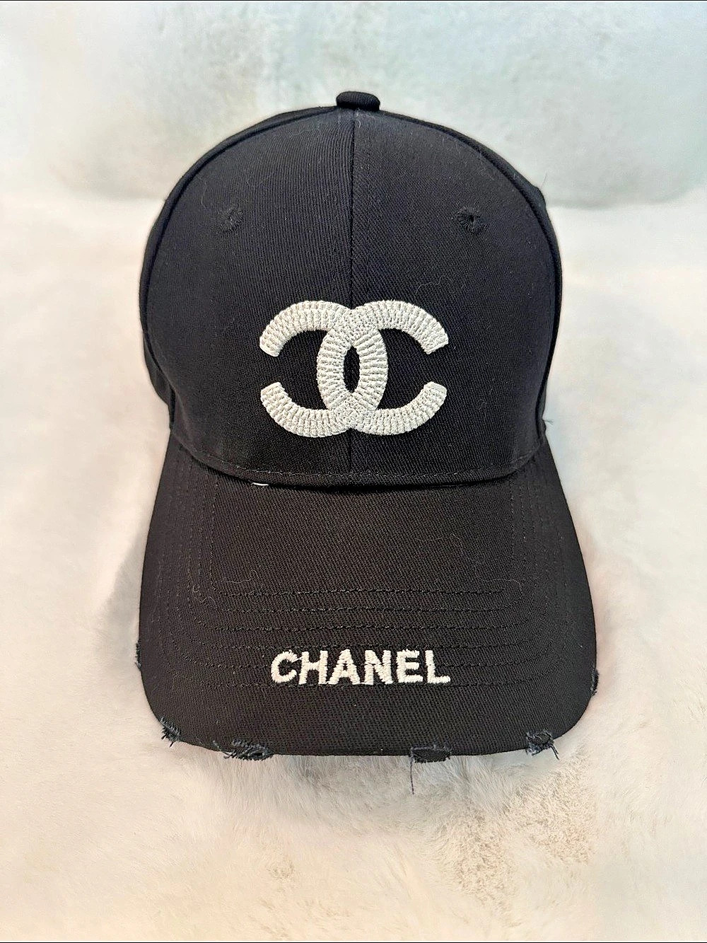 Source Unknown Distressed Baseball Cap in Black & White
